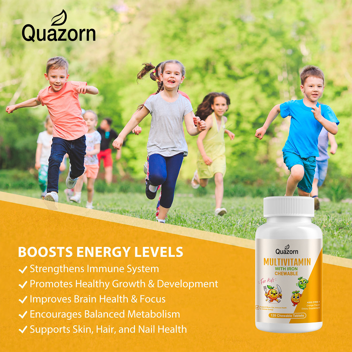 Heivy Multivitamin with Iron - CHEWABLE TABLETS FOR GROWTH & VITALITY(For kids)
